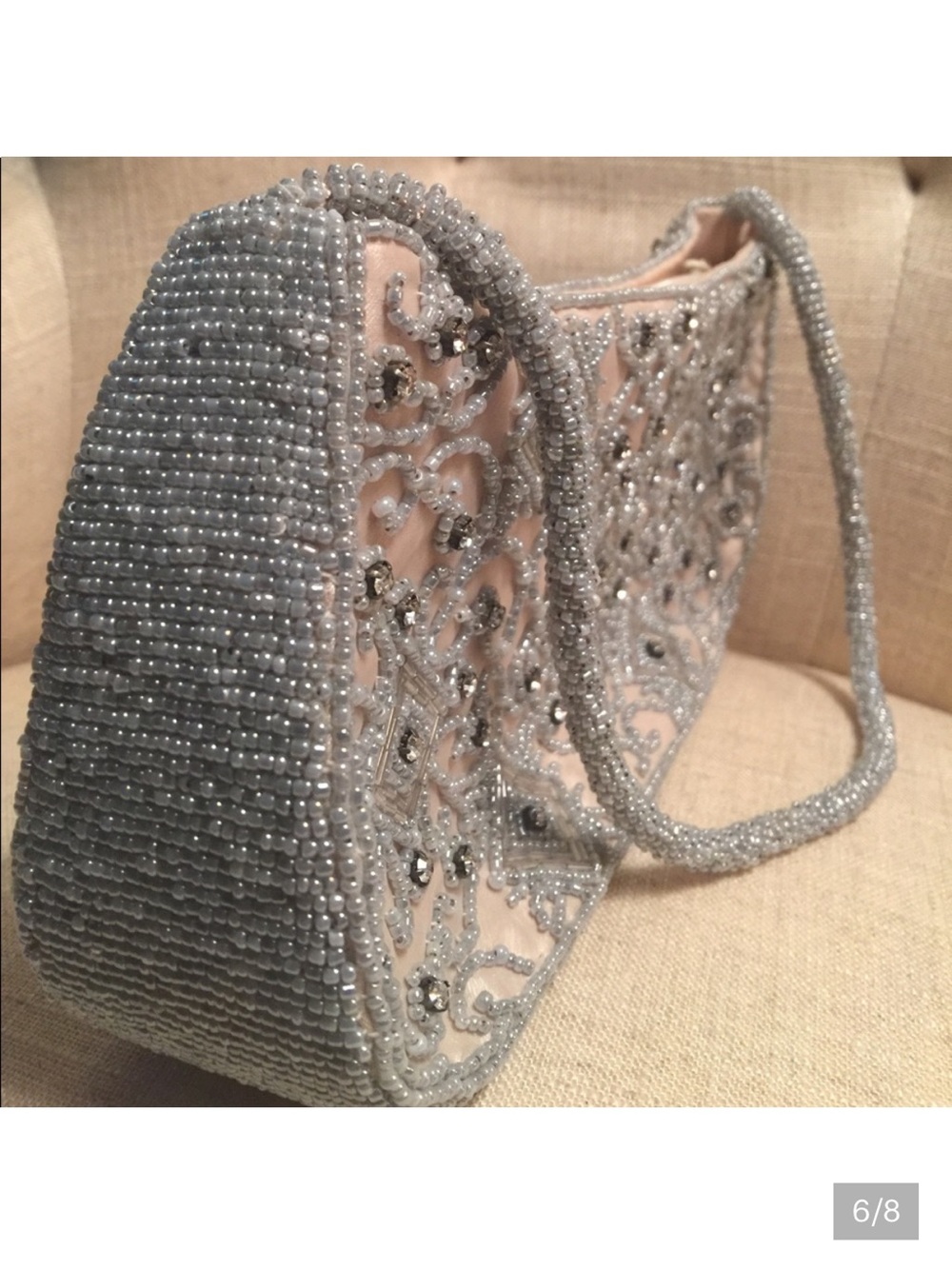 Preston & York Vintage Silver Beaded & Embellished Evening Clutch Handbag - Picture 6 of 13